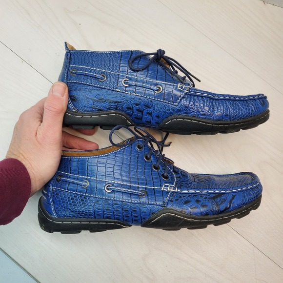Saminto Laurenzini‎ Mens Blue Crocodile Embossed Leather Size 9.5 Italy main image 5